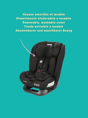 Siège auto Nania Prato I-Size 40-150 cm pour enfants, evolutif de naissance à 12 ans environ, fixations ceinture, réguli