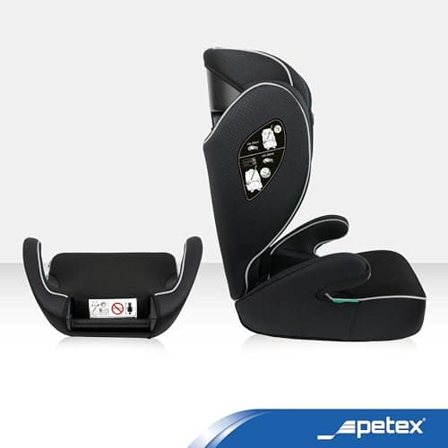 PETEX | Siège auto i-Size noir conforme à la norme ECE R129 pour enfants grands - réglable en hauteur - 100-150 cm