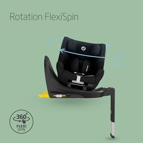 Maxi-Cosi Mica 360 S i-Size Siège-auto bébé - De 3 mois à 4 ans | Rotation 360 FlexiSpin | Protection G-CELL | Tonal Bla