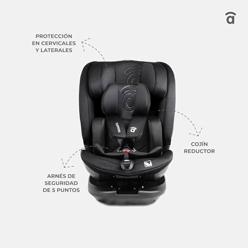 Asalvo PANAFIX Siège auto I-Size Noir Isofix Top Tether Inclinable 360° 40-150cm Sécurité Confort