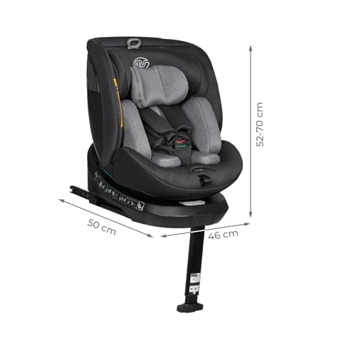 Ms BabyWorld Denver I-Size Siège Auto Pivotant à 360º ISOFIX et jambe de force pour enfants de 0 à 12 ans, 40-150 cm (0~