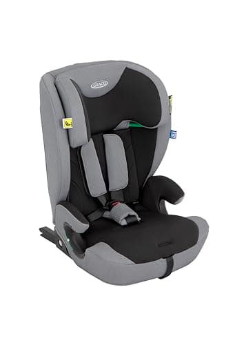 Graco Energi i-Size R129 - Rehausseur gris/noir pour enfants 76-150 cm, 15 mois - 12 ans, face à la route, ISOFIX et att