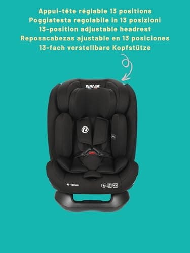 Siège auto Nania Prato I-Size 40-150 cm pour enfants, evolutif de naissance à 12 ans environ, fixations ceinture, réguli