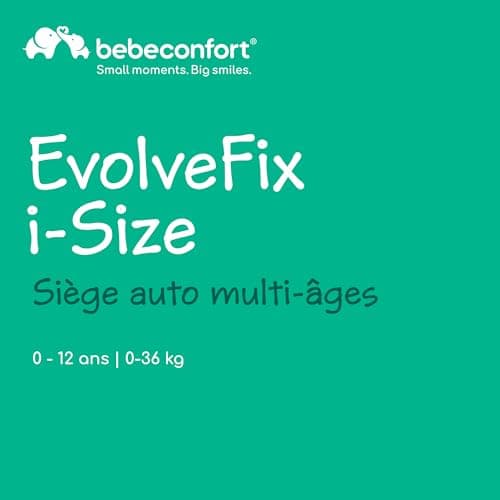 Bebeconfort EvolveFix i-Size Siège Auto 150cm ISOFIX 0-12 Ans 9 Positions d'Appui-tête Protection Contre les Chocs Latér
