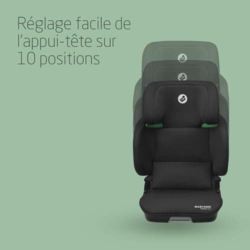 Maxi-Cosi Tanza i-Size Full Black, Réhausseur Voiture Enfant 3,5-12 ans, 100-150cm, Protection G-CELL Chocs Latéraux, 10
