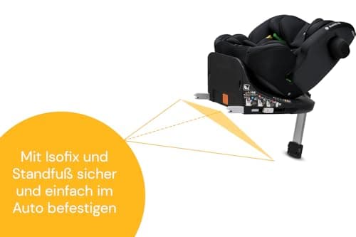 OSANN Siège Auto Bébé/Enfant One360 SL Rotatif 360° - Groupe 1/2/3 - 40-150 cm - 0 à 12 ans - Noir, 14 Hauteurs, Dos/Fac