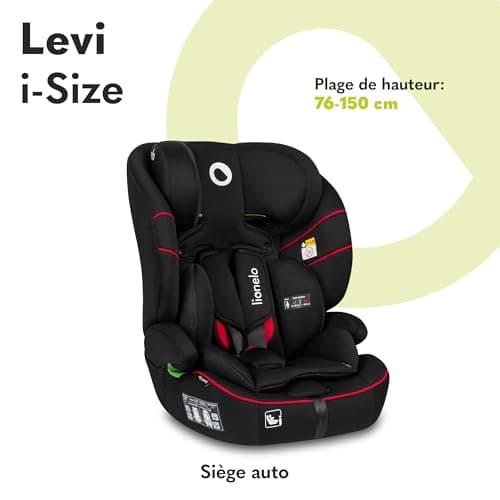 LIONELO Levi i-Size siege auto 9 à 36 kg groupe 1 2 3 noirci protection latérale tête ceintures 5 points appui-tête régl