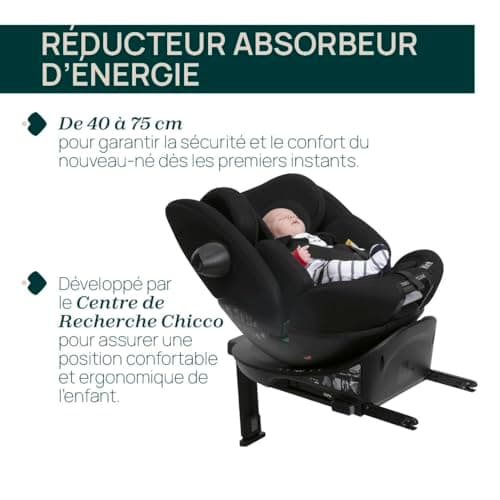 Chicco Everone I-Size Siège Auto avec Base Isofix 0-36 kg Pour Enfants de 40 à 15 cm Homologué ECE R129/03 Pivotant 360°