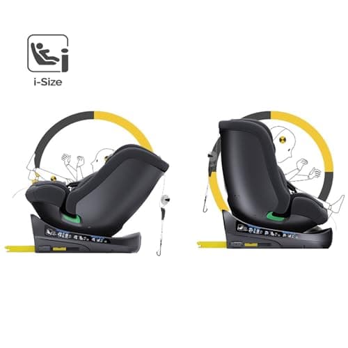 YAZOCO Siège auto bébé, 360° pivotant, adaptatif 0-36 kg, I-SIZE 40-150 cm, dès la naissance et jusqu'à 12 ans, Isofix &