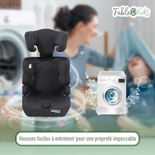 Siège auto FableKids pour enfants noir 76-150 cm ECE R129/03 44,5x41x68-75cm