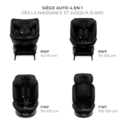 Kinderkraft XPEDITION3 Siège auto bébé - Siège évolutif 40-150 cm, 0 à 36 kg, Isofix 360°, Ajustement facile, Protection