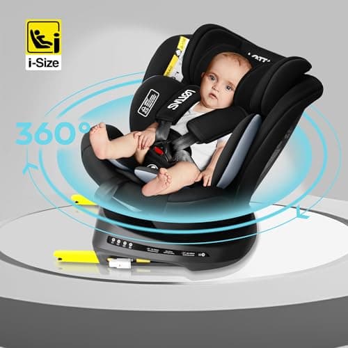 LETTAS i-Size Siège Auto Isofix 360°Pivotant Groupe 0+1/2/3 pour Enfants de la Naissance à 12 ans(0-36 kg), Adapté pour