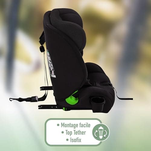 Siège auto FableKids pour enfants Isofix 9-36 kg | Siège auto groupe 1/2/3 | Ceinture de sécurité 3 points Noir | Appuie