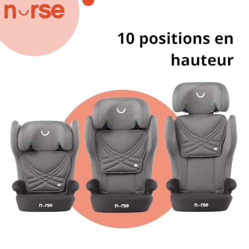 Nurse Spring Siège Auto de Voyage iSize Noir pour Enfants Pliables et Inclinables