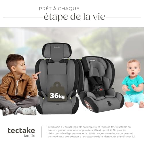 Tectake® Siège auto bébé enfant jusqu'à 36 kg, Sécurité enfant, ECE R129/03