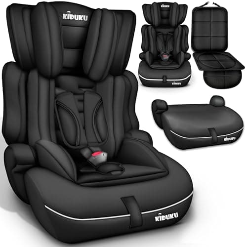 KIDUKU® Siège Auto pour Enfants Noir - Protection Évolutive de 9 kg à 36 kg (Groupe 1+2+3)
