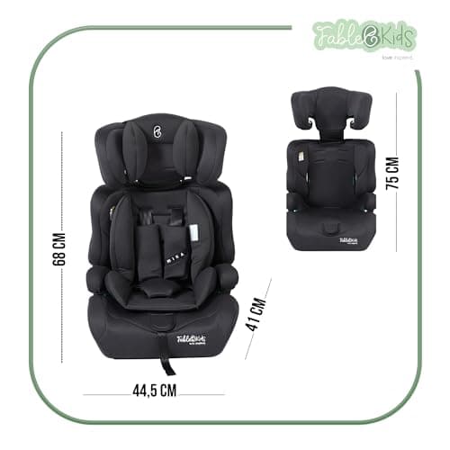 Siège auto FableKids pour enfants noir 76-150 cm ECE R129/03 44,5x41x68-75cm