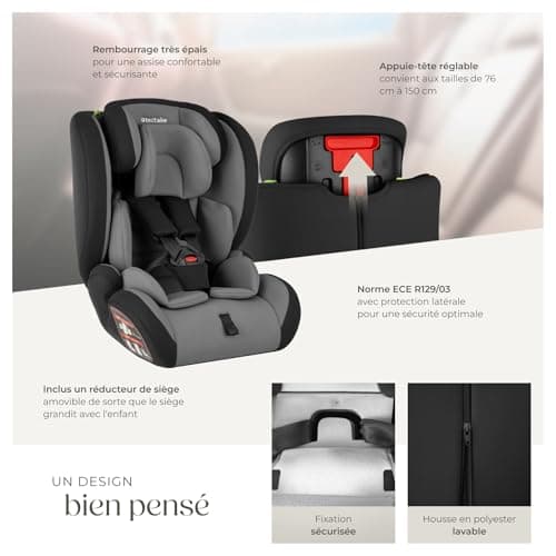 Tectake® Siège auto bébé enfant jusqu'à 36 kg, Sécurité enfant, ECE R129/03