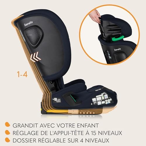 LIONELO NELLY Siège auto I-SIZE ISOFIX 76-150 cm | Usage contraire et arrière, sangle Type Tétris, protection latérale,