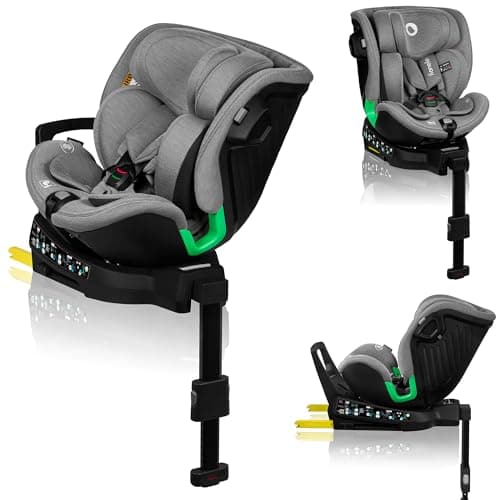 LIONELO Harmony I-SIZE Siège auto pour enfants pivotant 360°, montage ISOFIX et stabilisateur, appuie-tête réglable, gri