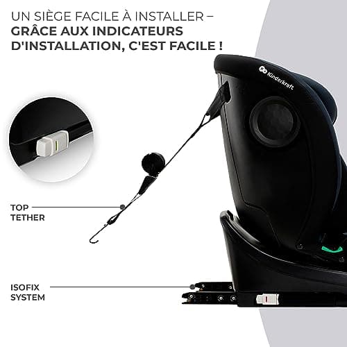 Kinderkraft I-GROW Siège auto bébé évolutif, 0 à 36 kg, Gerbe à naissance, Protections latérales, Noir graphite