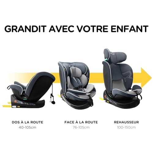 Reecle I-Size Siège Auto 360° Pivotant ISOFIX pour Enfants de 40 à 150 cm, 0-12 ans (0-36 kg), Meilleure Protection Laté