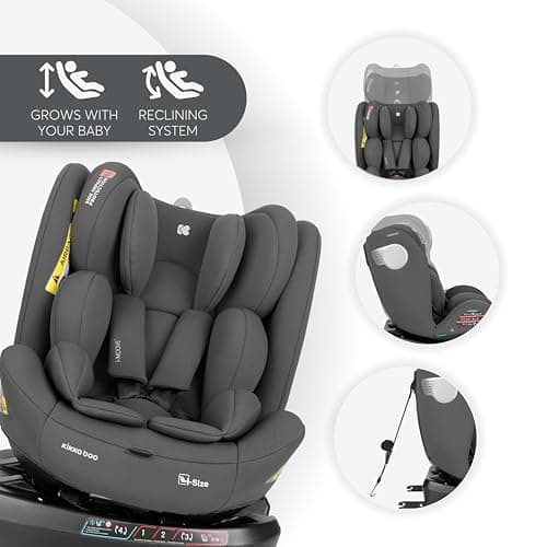 KikkaBoo i-Moove 2, siège infantail ISOFIX, 40-150 cm, rotation 360 °, gris foncé