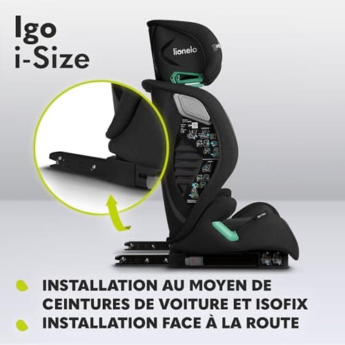 LIONELO IGO I-size Siège-auto pour enfants groupe 2/3 ISOFIX Black ISÔLE EN SÉCURITÉ