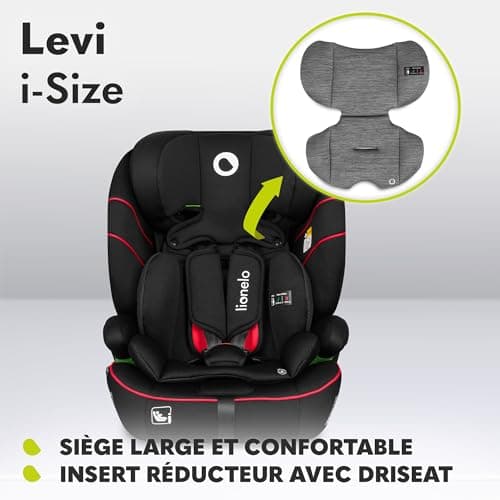 LIONELO Levi i-Size siege auto 9 à 36 kg groupe 1 2 3 noirci protection latérale tête ceintures 5 points appui-tête régl