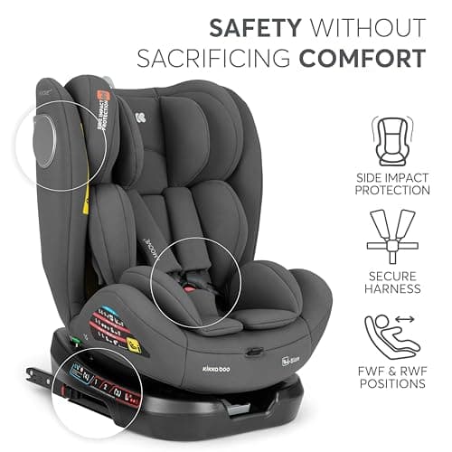 KikkaBoo i-Moove 2, siège infantail ISOFIX, 40-150 cm, rotation 360 °, gris foncé