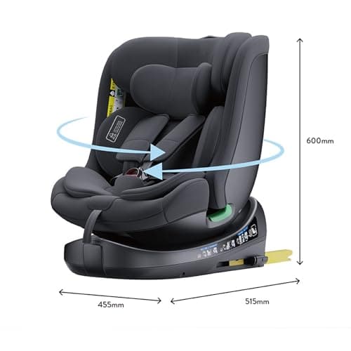 YAZOCO Siège auto bébé, 360° pivotant, adaptatif 0-36 kg, I-SIZE 40-150 cm, dès la naissance et jusqu'à 12 ans, Isofix &