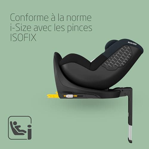 Maxi-Cosi Mica 360 S i-Size Siège-auto bébé - De 3 mois à 4 ans | Rotation 360 FlexiSpin | Protection G-CELL | Tonal Bla
