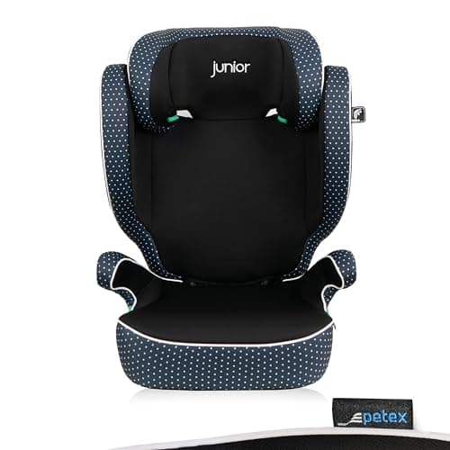 PETEX | Siège auto i-Size noir conforme à la norme ECE R129 pour enfants grands - réglable en hauteur - 100-150 cm