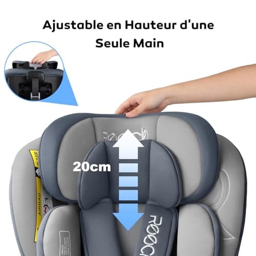 Reecle i-Size Siège Auto 360 Pivotant ISOFIX, bébé à enfant de 0 à 12 ans (0-36 kg), conformité ECE R129