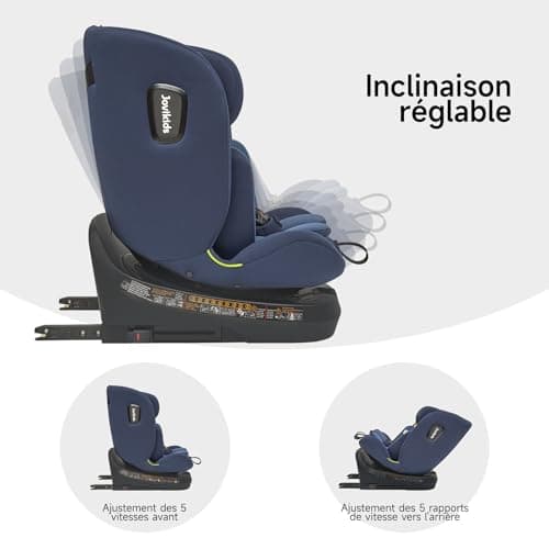 Siege Auto JoVikids Bleu i-Size 40-150 cm ISOFIX Groupe 0/1/2/3 Top Tether 360° Pivotant 12 Positions Appui-tête