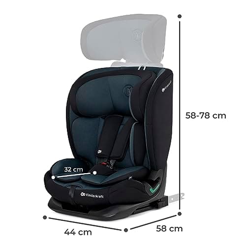 Kinderkraft ONETO3 I-Size Noir, Siège auto bébé Groupe 1/2/3 76-150 cm, Installation ISOFIX facile pour 15 mois à 12 ans