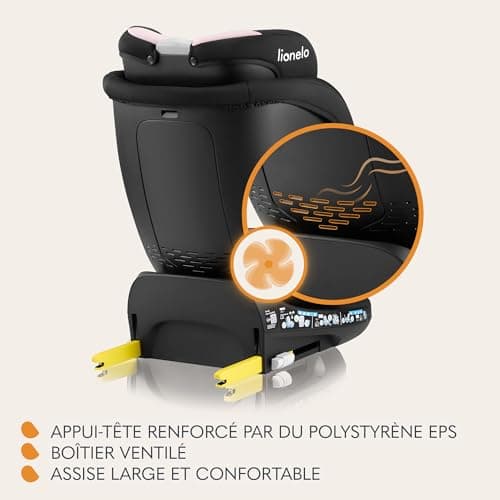 LIONELO NAVY i-Size 360o Siège auto pivotant pour enfants de 40 à 150 cm, sécurité maximale ISOFIX avant et arrière, fon