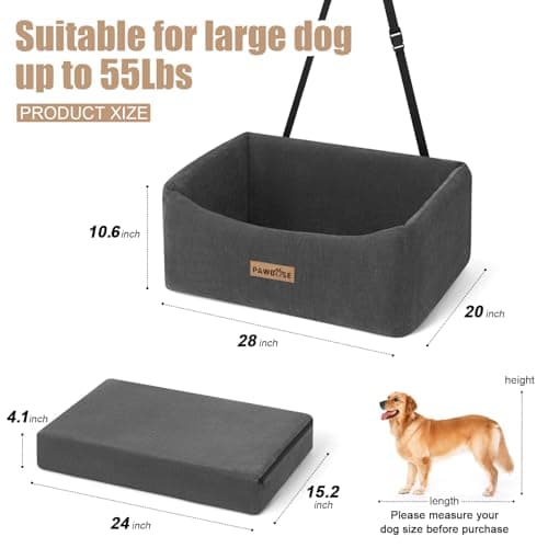 Siège Auto Chien Gris, Pour Les Chiens de Moins de 25kg ou 2 Petits, Lit de Voiture Lavable Antidérapant