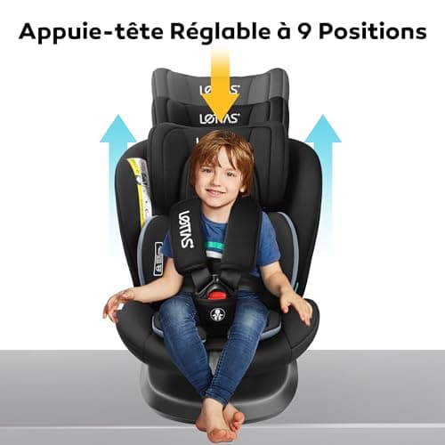 LETTAS i-Size Siège Auto Isofix 360°Pivotant Groupe 0+1/2/3 pour Enfants de la Naissance à 12 ans(0-36 kg), Adapté pour
