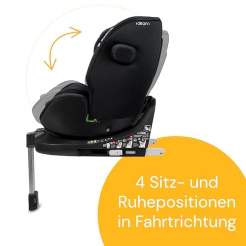 OSANN Siège Auto Bébé/Enfant One360 SL Rotatif 360° - Groupe 1/2/3 - 40-150 cm - 0 à 12 ans - Noir, 14 Hauteurs, Dos/Fac