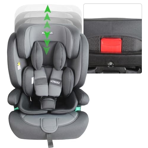 XOMAX LM238 Siège auto ISOFIX, évolutif 9-36 kg, 15 mois-12 ans, groupe 1/2/3, harnais 5 et 3 points, housse amovible, E