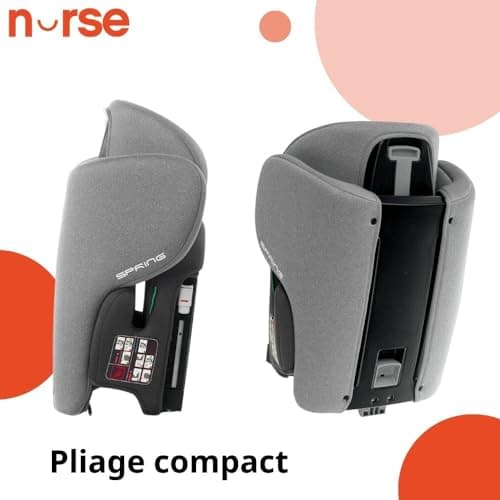 Nurse Spring Siège Auto de Voyage iSize Noir pour Enfants Pliables et Inclinables