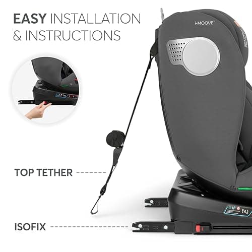 KikkaBoo i-Moove 2, siège infantail ISOFIX, 40-150 cm, rotation 360 °, gris foncé