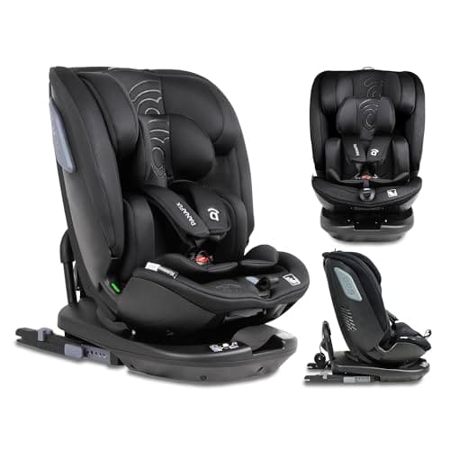 Asalvo PANAFIX Siège auto I-Size Noir Isofix Top Tether Inclinable 360° 40-150cm Sécurité Confort