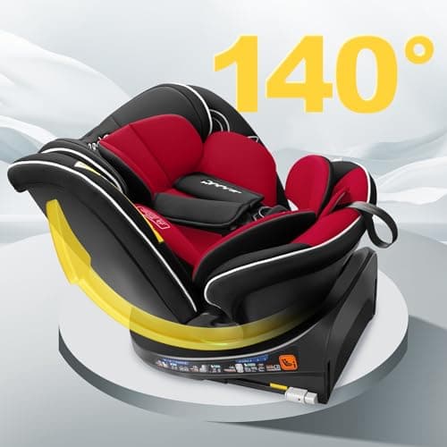 Reecle I-Size Siège Auto 360° Pivotant ISOFIX | Protection Latérale | Enfant de 40-150 cm, 0-12 ans (0-36 kg) - Rouge