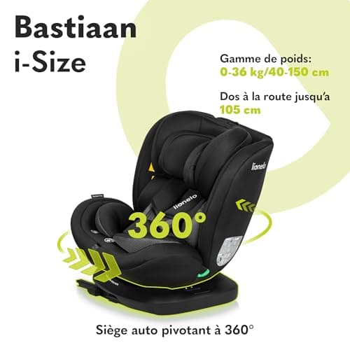LIONELO Bastiaan Siège Auto Pivotant 360° 0-36kg pour Enfants ISOFIX TopTether American Parent Bachelor