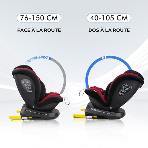 Siège auto Reecle i-Size pivotant 40-150 cm, de la naissance à 12 ans (0-36 kg), ECE R129