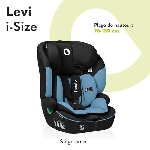 LIONELO Levi i-Size Siege Auto 9-36 kg Groupe 1 2 3 Noir | Protection Latérale & Protection Crânienne | Ceintures 5 Poin