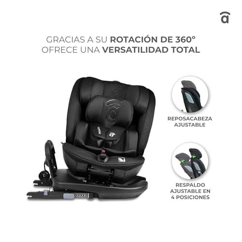 Asalvo PANAFIX Siège auto I-Size Noir Isofix Top Tether Inclinable 360° 40-150cm Sécurité Confort