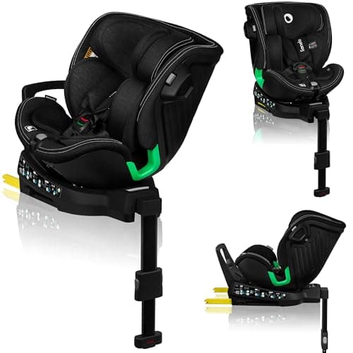 LIONELO Harmony I-SIZE Siège auto pour enfants pivotant 360°, montage ISOFIX et stabilisateur, appuie-tête réglable, gri